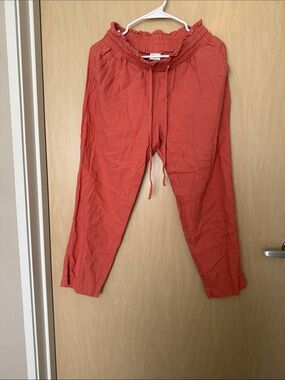Rust orange Drawstring Elastic Waist Lounge Pants